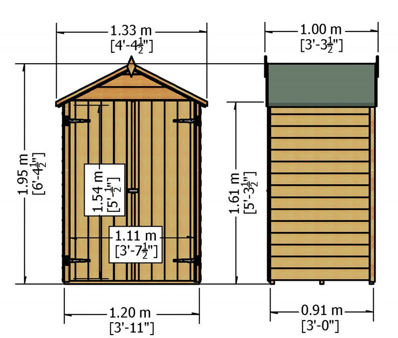 Garden Value Overlap 4 x 3 Double Door Shed with shelves