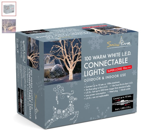 100 Warm White LED Connectable Lights