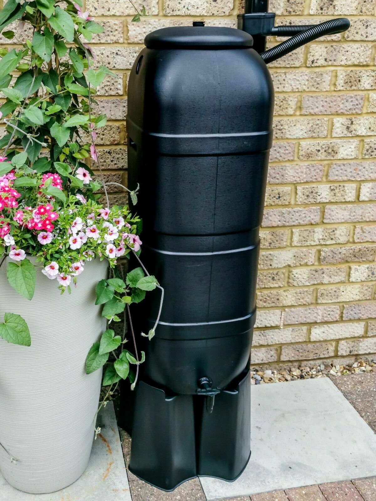100L Slimline Garden Water Butt Set Including Tap with Stand and Filler Kit