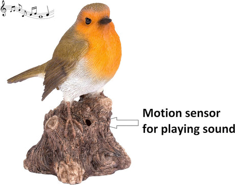 Singing Robin on a Stump Garden Ornament