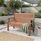 2 Seat Bench Viewpoint Faux Wood Outdoor  - Warm Brown