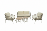 Harbour 4 Seat Garden Furniture Lounge Set - Grey Rope Frame/Beige
