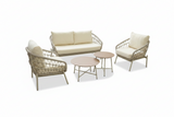 Harbour 4 Seat Garden Furniture Lounge Set - Grey Rope Frame/Beige