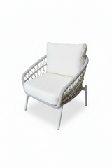 Harbour 4 Seat Garden Furniture Lounge Set - Grey Rope Frame/Beige