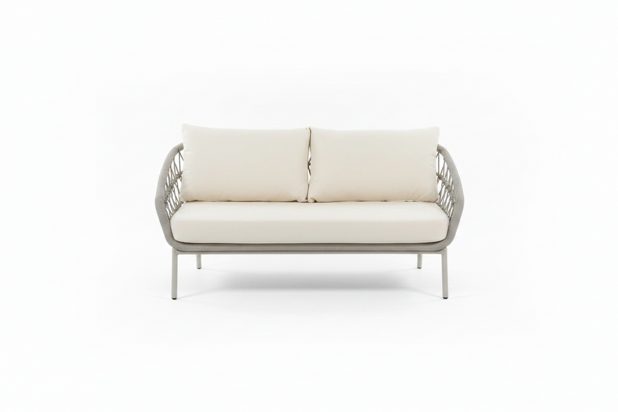 Harbour 4 Seat Garden Furniture Lounge Set - Grey Rope Frame/Beige