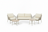 Harbour 4 Seat Garden Furniture Lounge Set - Grey Rope Frame/Beige