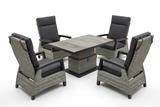 Innovators Camilla Rattan Reclining 4 Seat Dining Set Height Adjustable Table