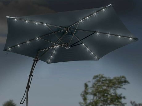 3m Garden Parasol With Solar Lights - Black