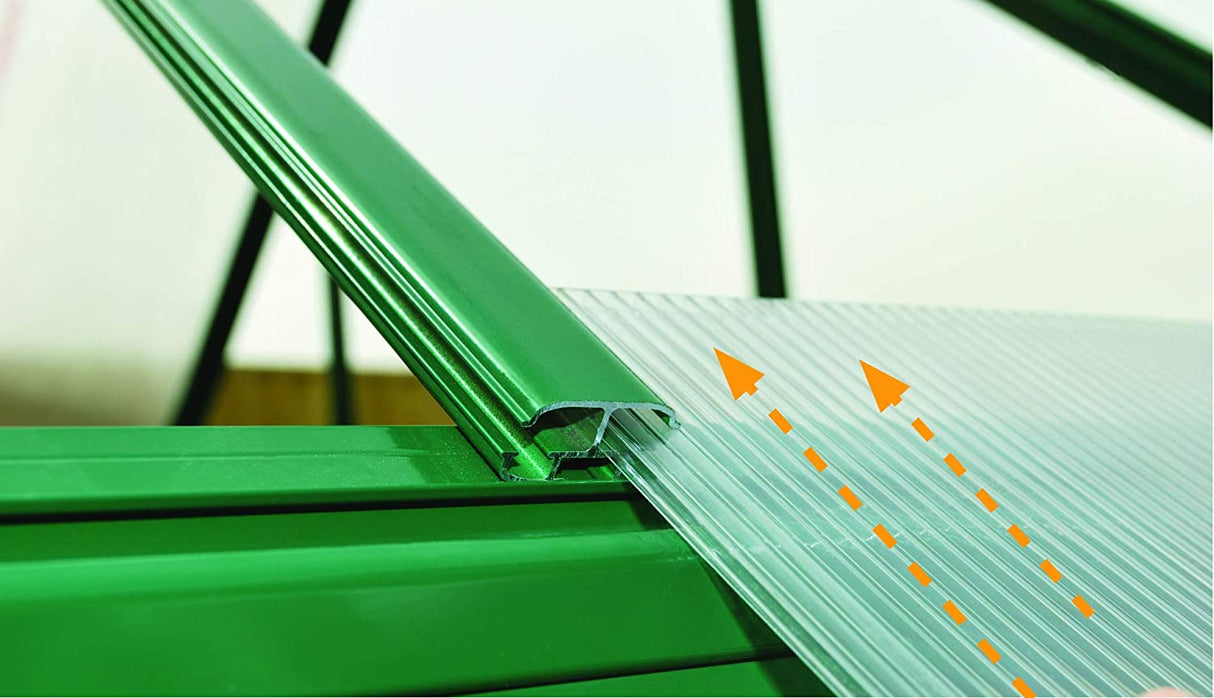 Balance 8' x 12' Greenhouse - Green Frame & Hybrid Polycarbonate Panels