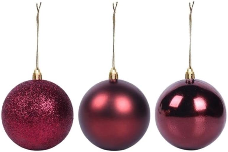 10cm Burgundy Baubles - 3 Styles - Set of 3