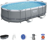 Bestway Power Steel Above Ground Pool with Filter Pump, Ladder and Cover - 16 ft