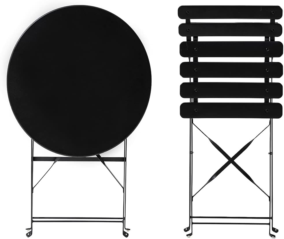 Eve Black Metal Folding Bistro Set