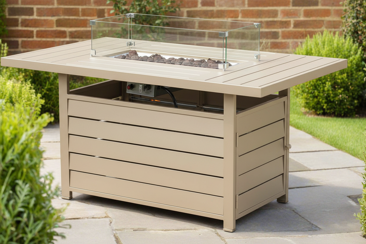 Wisteria Lane Aluminium Fire Pit Table - Champagne