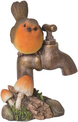 Robin on Garden Tap Garden Ornament