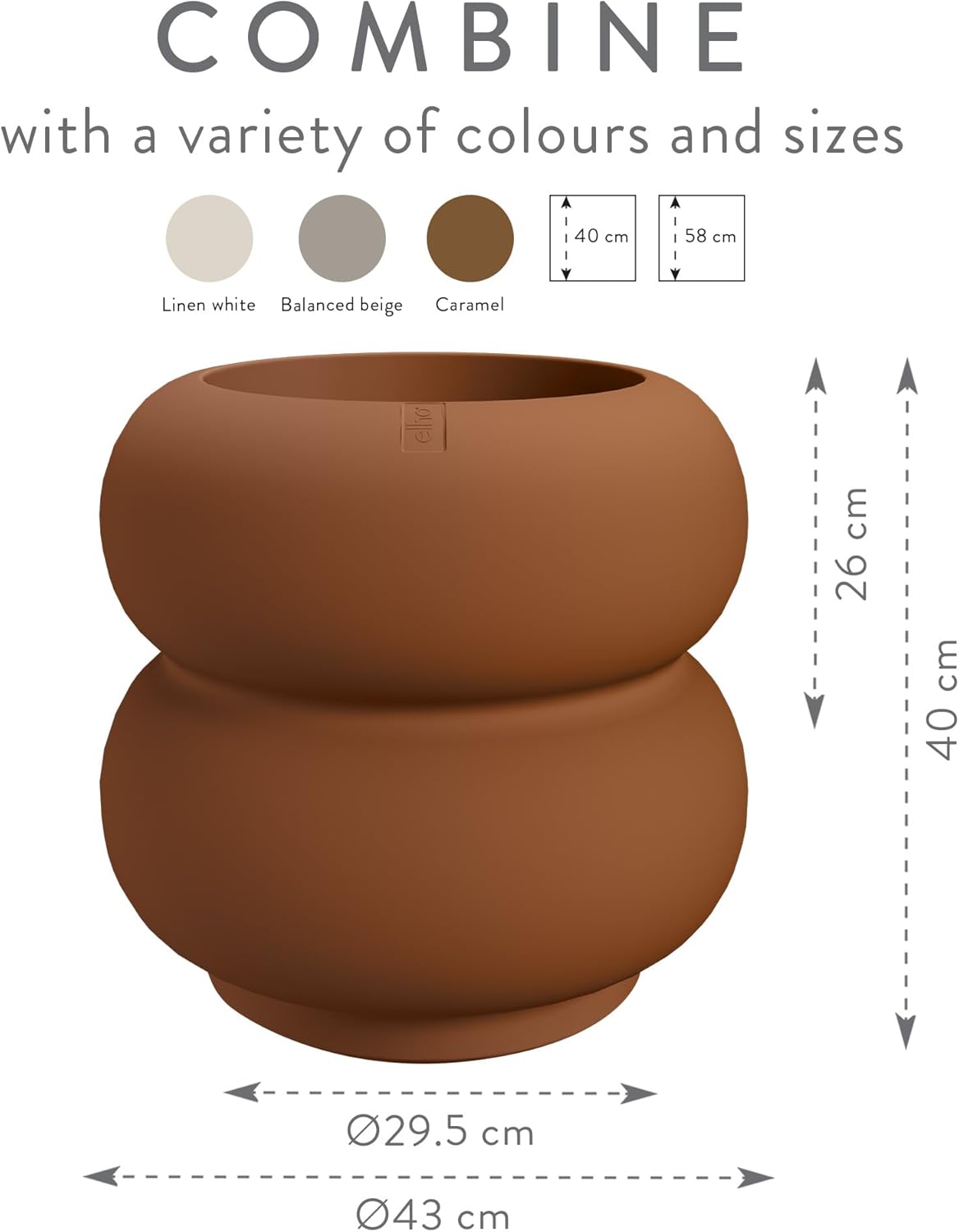 Amber Roll Low 43cm Indoor / Outdoor Plant Pot - Caramel