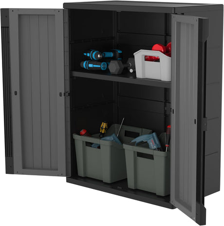 Utility Cabinet With 1 Shelf, 4 Different Positions, Lockable, No tools needed!