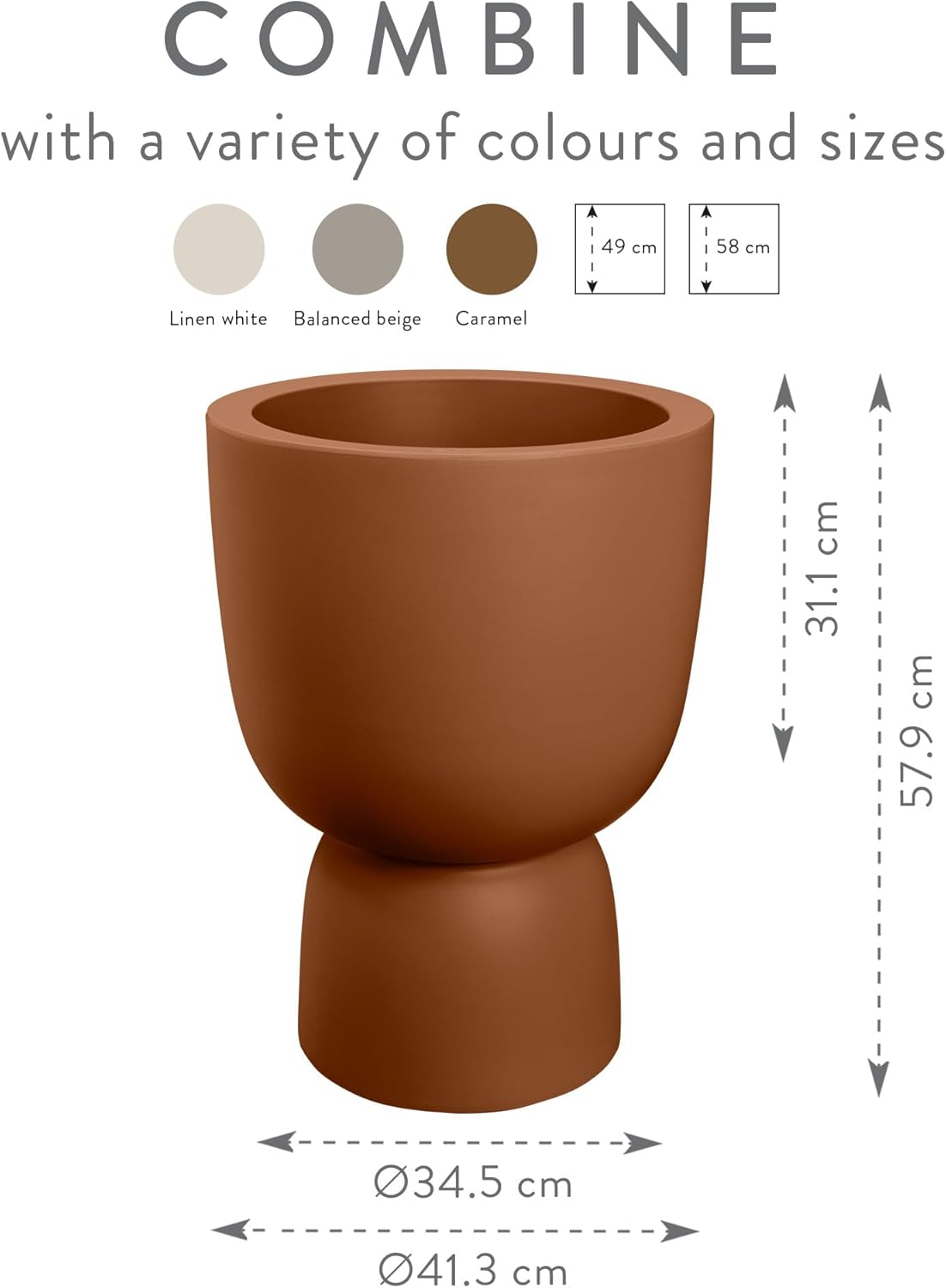 Amber Coupe Round 41cm Indoor / Outdoor Plant Pot - Caramel
