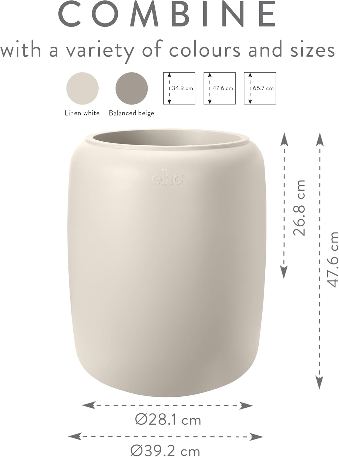 Amber Beads Medium 40cm Indoor / Outdoor Plant Pot - Linen White