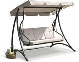 Florian 3 Seat Swing Hammock Heavy Duty Garden Bench Patio Charcoal & Light Grey