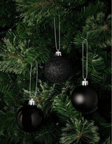 60mm Black Baubles - 3 Styles - Set of 6