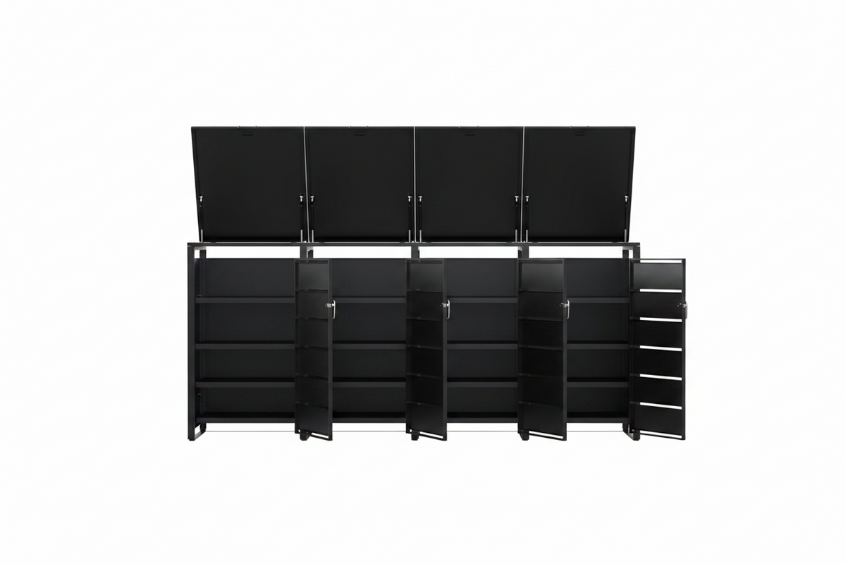 Modern Wheelie Bin Storage - Quadruple Bin - Anthracite