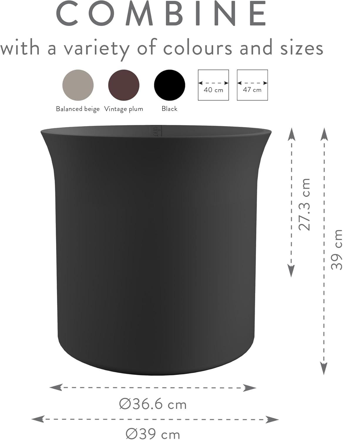 June Tulip 40cm Indoor / Outdoor Plant Pot - Black