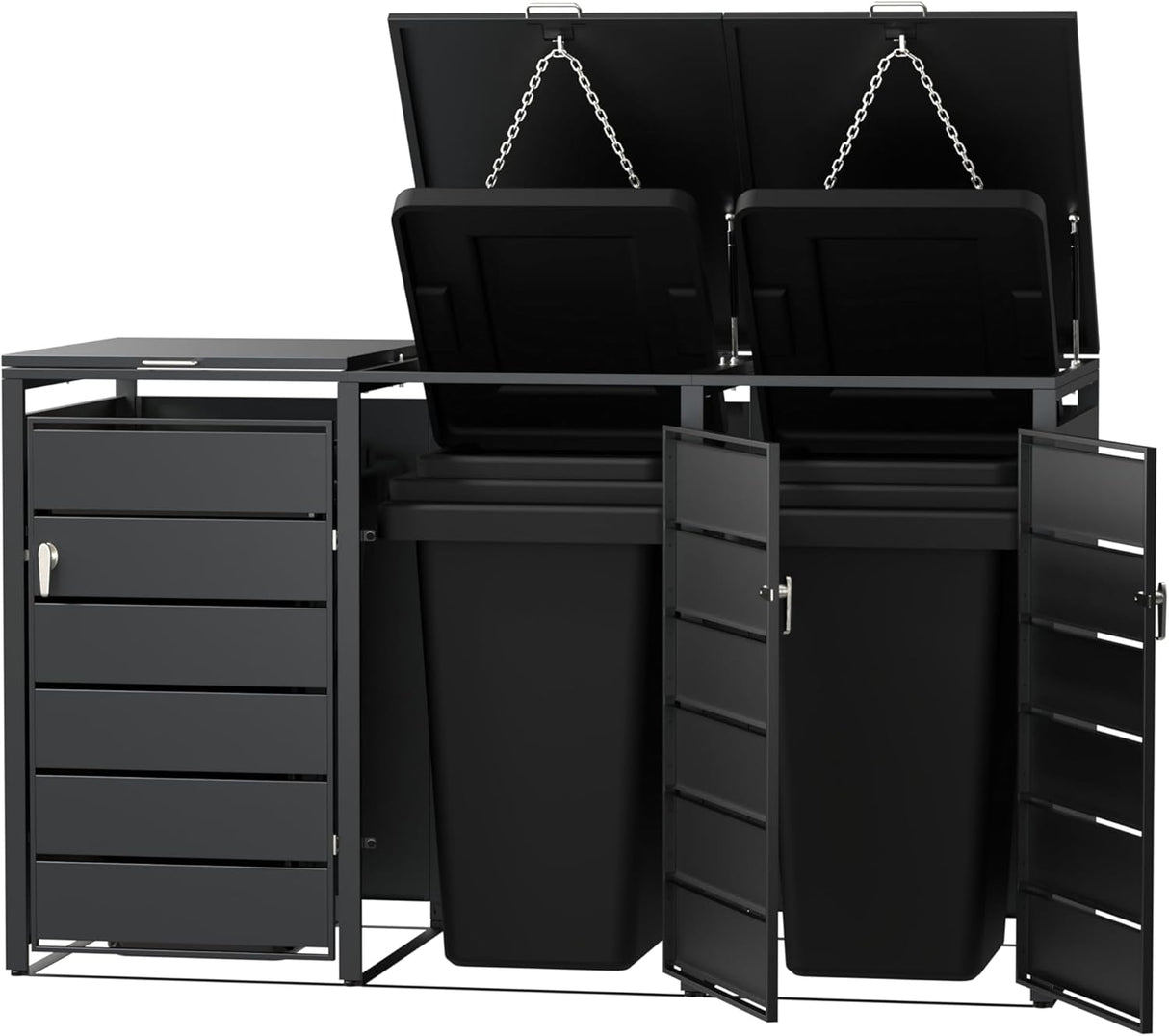 Modern Wheelie Bin Storage - Triple Bin - Anthracite