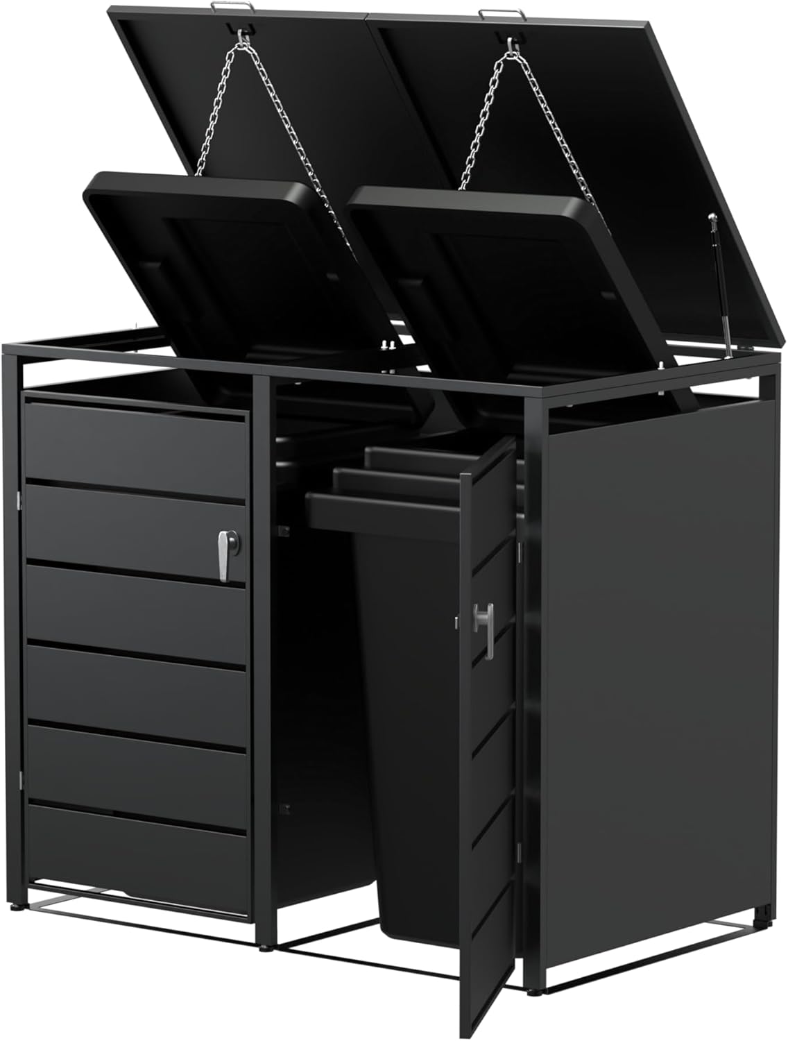 Modern Wheelie Bin Storage - Double Bin - Anthracite