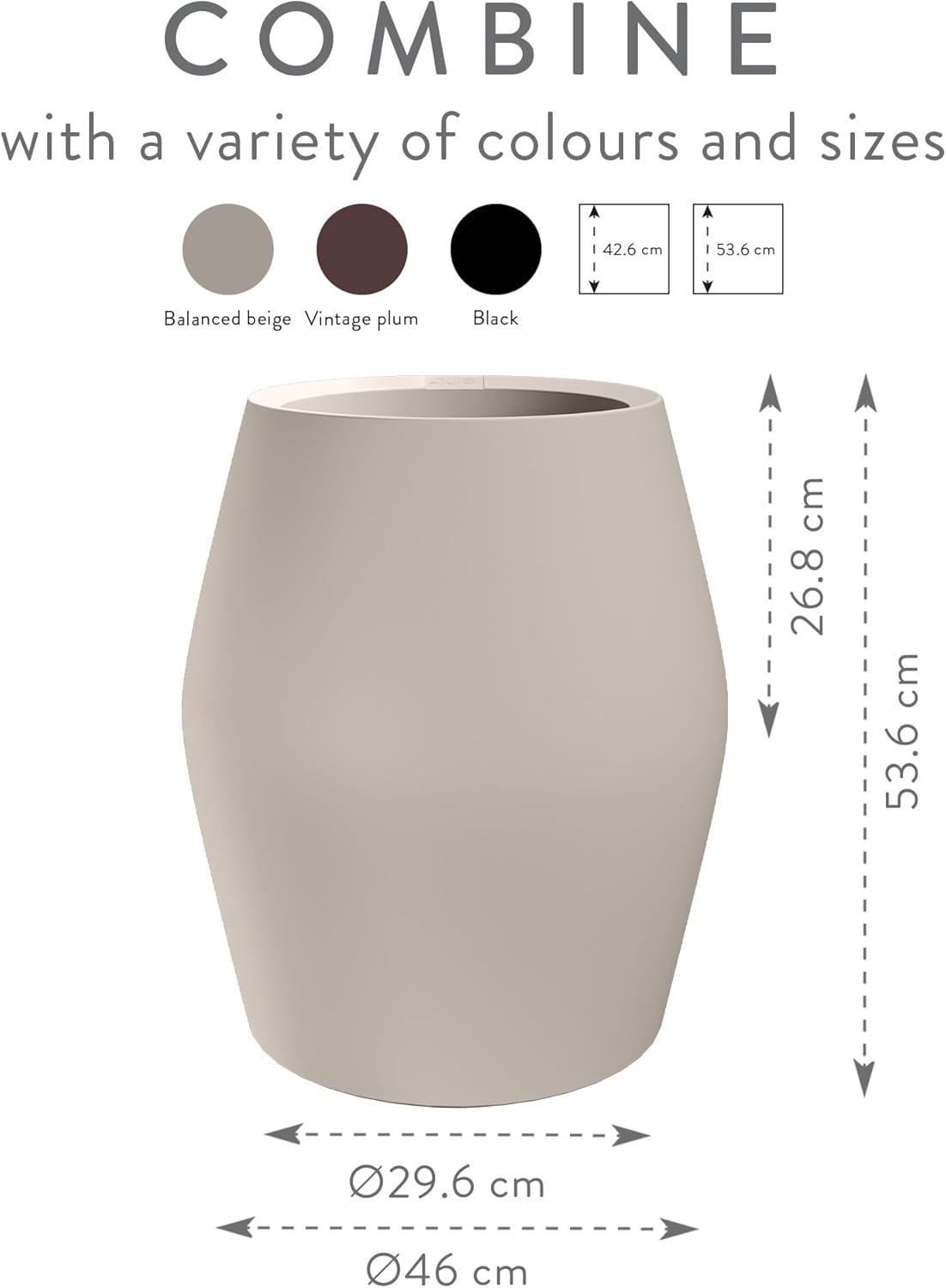 June Split 46cm High Indoor / Outdoor Pot - Balanced Beige