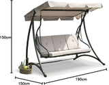 Florian 3 Seat Swing Hammock Heavy Duty Garden Bench Patio Charcoal & Light Grey