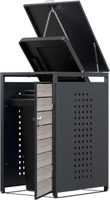 Modern Wheelie Bin Storage - Single Bin - Wood Grain