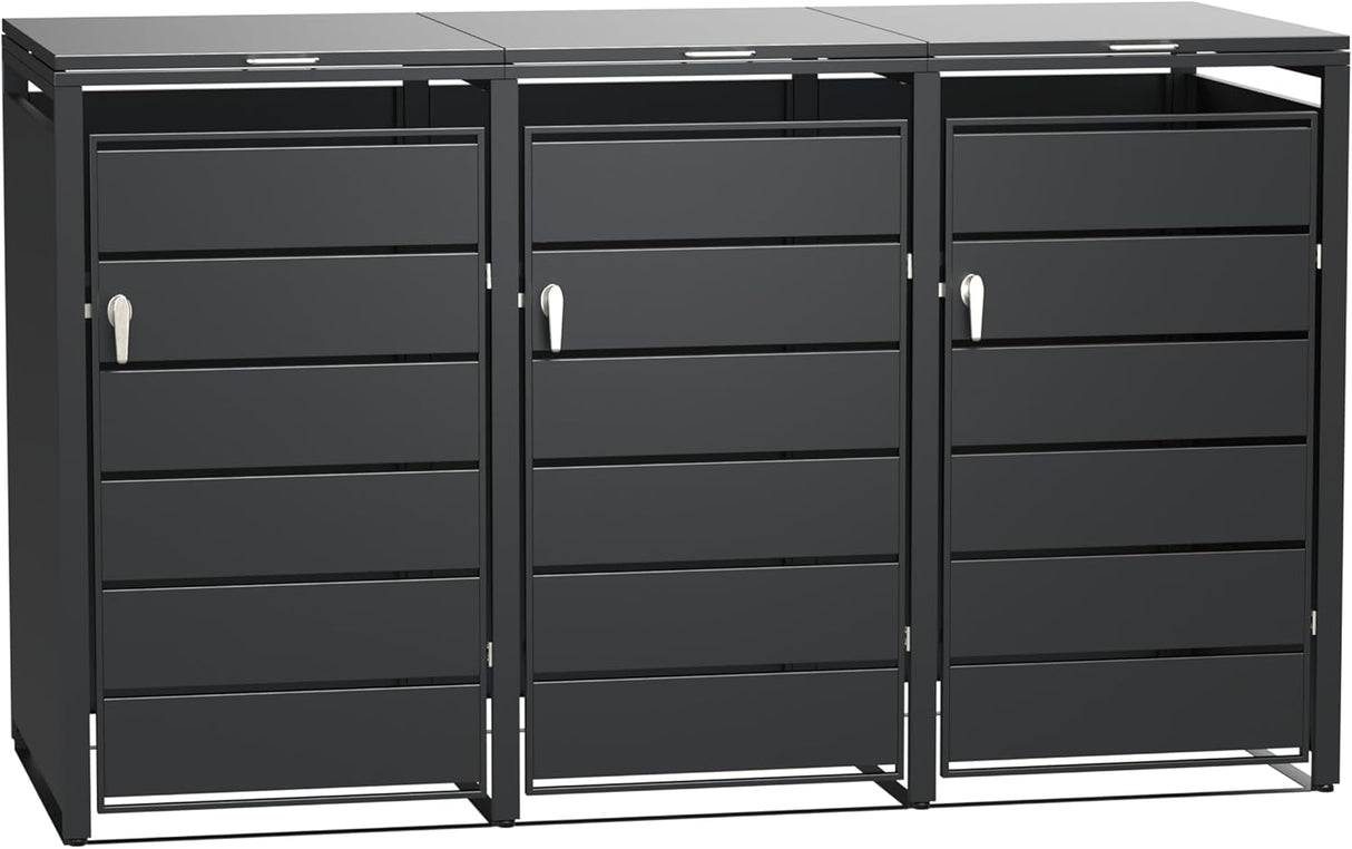 Modern Wheelie Bin Storage - Triple Bin - Anthracite