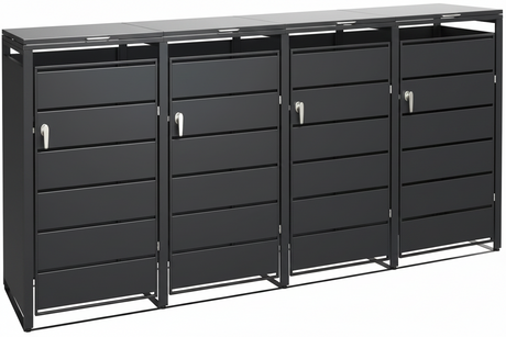 Modern Wheelie Bin Storage - Quadruple Bin - Anthracite