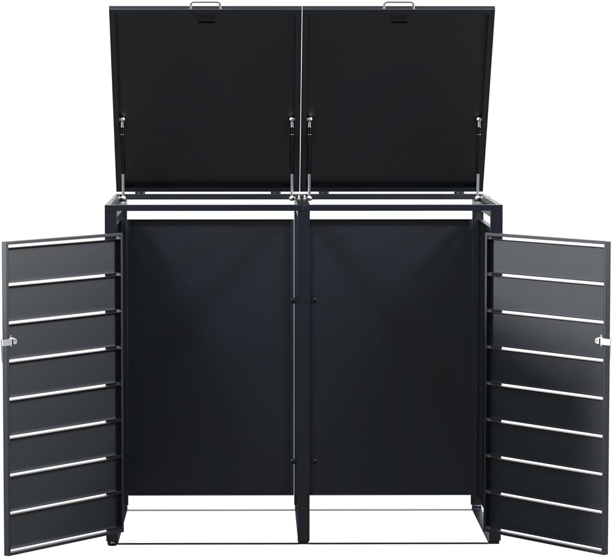 Modern Wheelie Bin Storage - Double Bin - Wood Grain