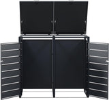 Modern Wheelie Bin Storage - Double Bin - Wood Grain