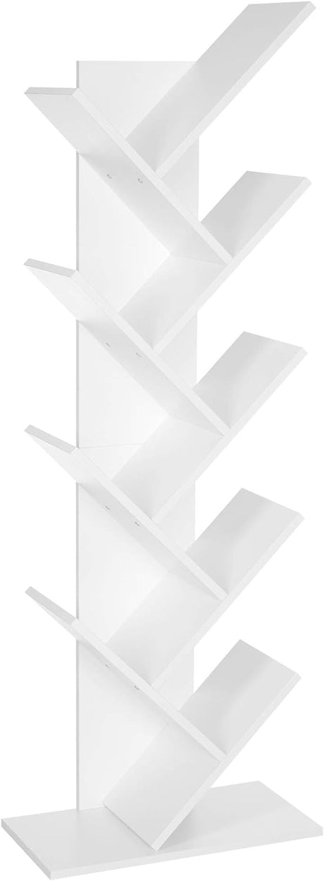 Modern 8 Tier White Wooden Bookshelf