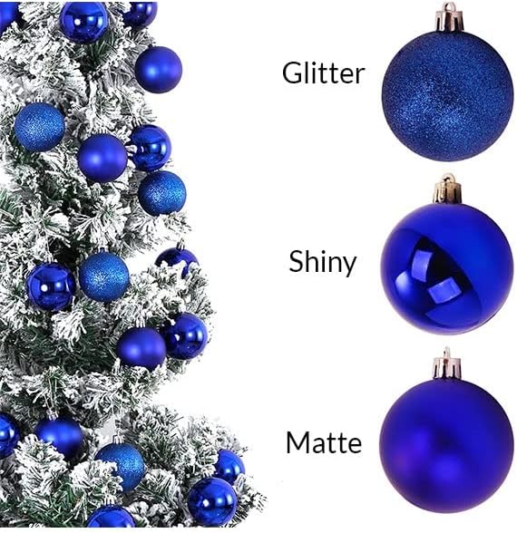 60mm Blue Baubles - 3 Styles - Set of 6