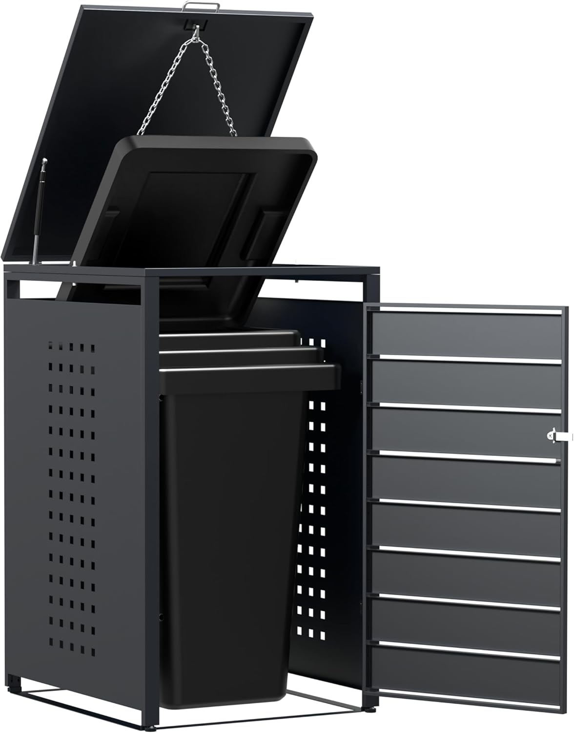 Modern Wheelie Bin Storage - Single Bin - Wood Grain