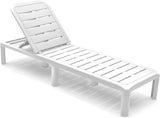 Plastic Garden Sun Lounger with Multiple Reclining Positions - White