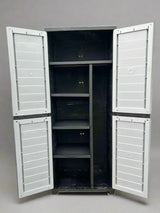 Plastic 6ft Tall Outdoor Storage Cabinet with Side Partition and 4 Shelves