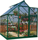 Harmony 6' x 6' Greenhouse - Green Frame & Clear Polycarbonate Panels