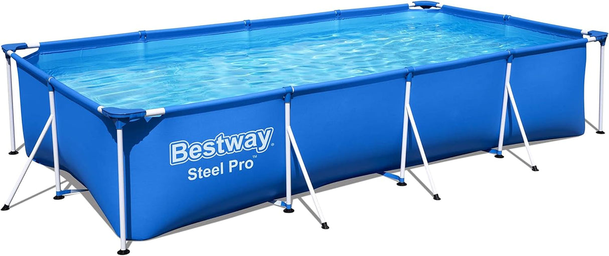 Bestway Steel Pro Rectangular Kids Pool with Steel Frame and Filter Pump - 400 x 211 x 81 cm