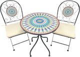 Peacock Print Mosaic Metal Bistro Set