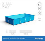 Bestway Steel Pro Rectangular Kids Pool with Steel Frame and Filter Pump - 400 x 211 x 81 cm