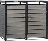 Modern Wheelie Bin Storage - Double Bin - Wood Grain