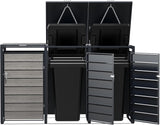 Modern Wheelie Bin Storage - Triple Bin - Wood Grain