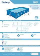 Bestway Steel Pro Rectangular Kids Pool with Steel Frame and Filter Pump - 400 x 211 x 81 cm