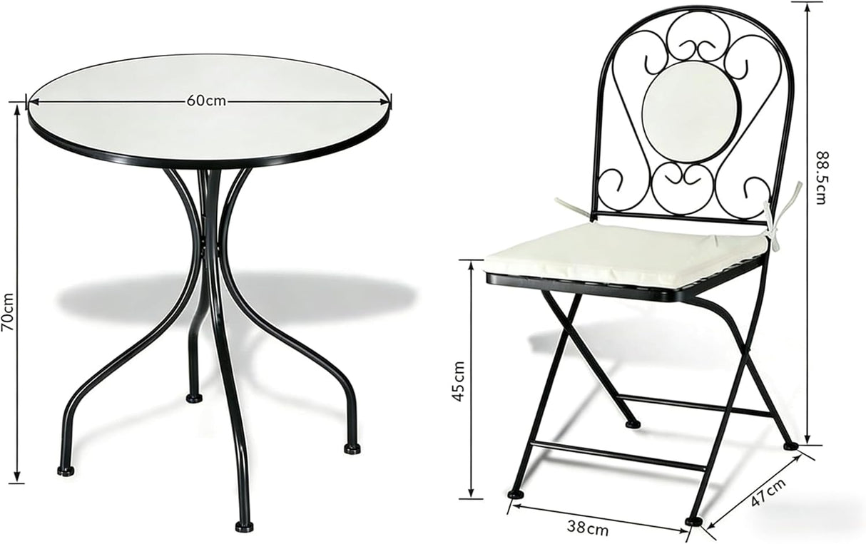 Peacock Print Mosaic Metal Bistro Set