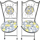 Lemon and Olive Print Mosaic Metal Bistro Set