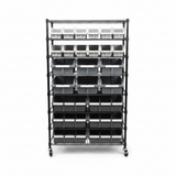 Seville Classics 8 Tier Commercial Bin Storage with 24 Bins & Wheels